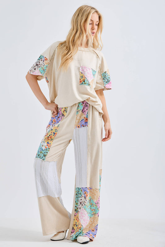 Floral Patch Top with Lace