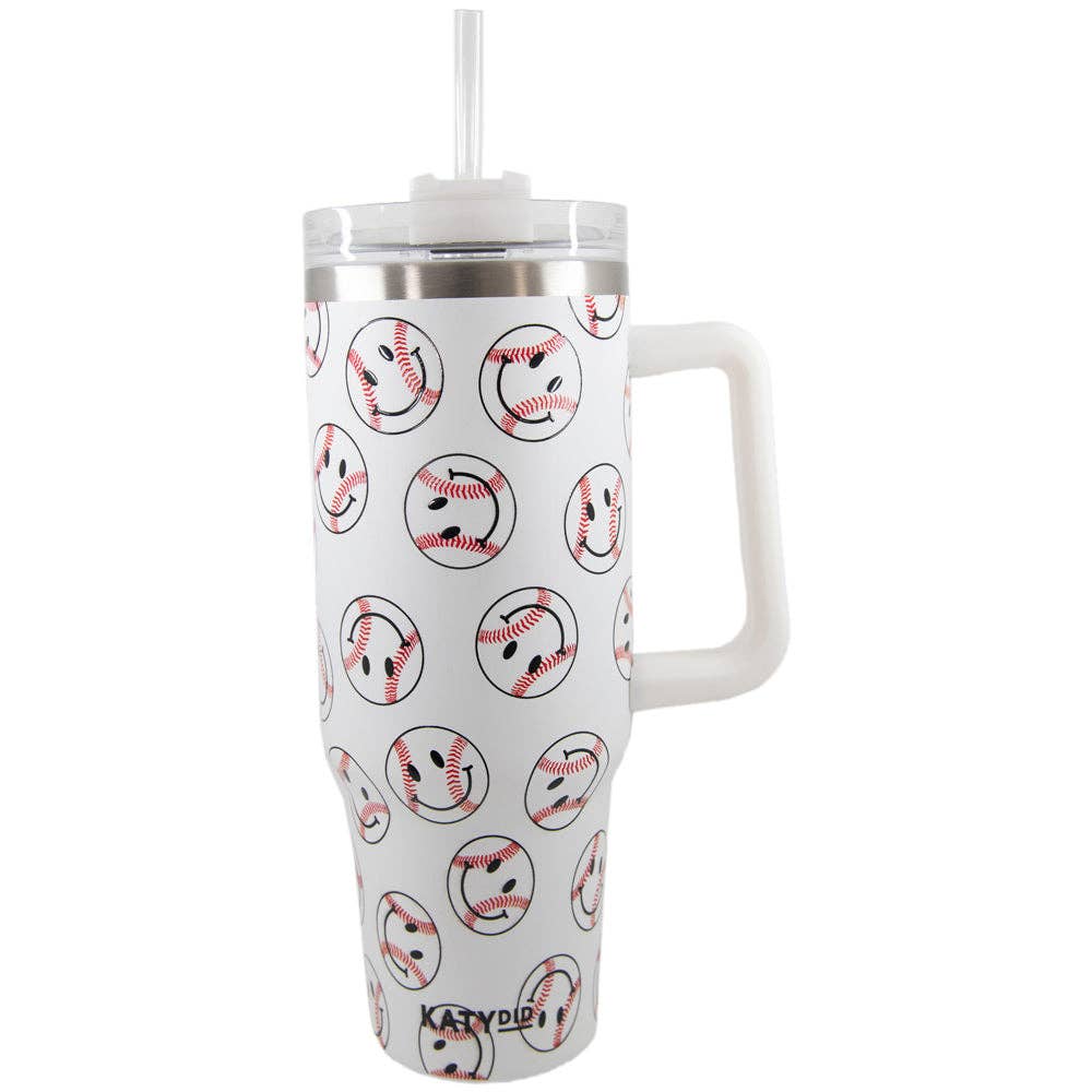 Baseball Happy Faces Stainless Steel Tumbler Cup