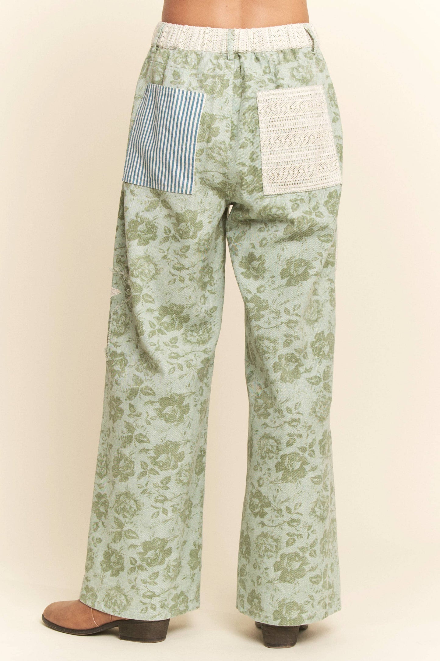 FLORAL PATCHWORK PANTS