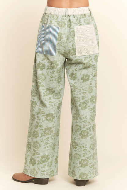 FLORAL PATCHWORK PANTS