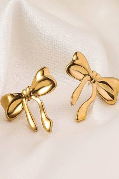 18K STAINLESS STEEL TARNISH FREE BOW STUD EARRINGS | 40E329