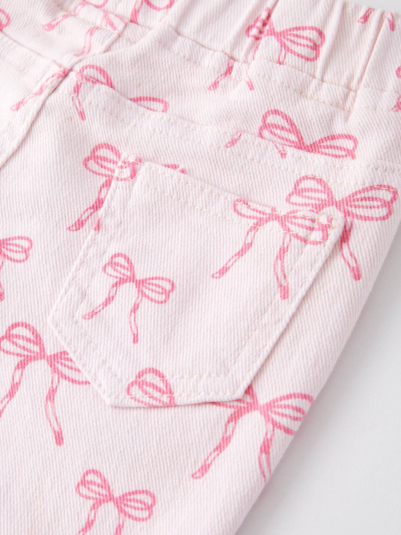 Girls Pink Bow Flared Jeans