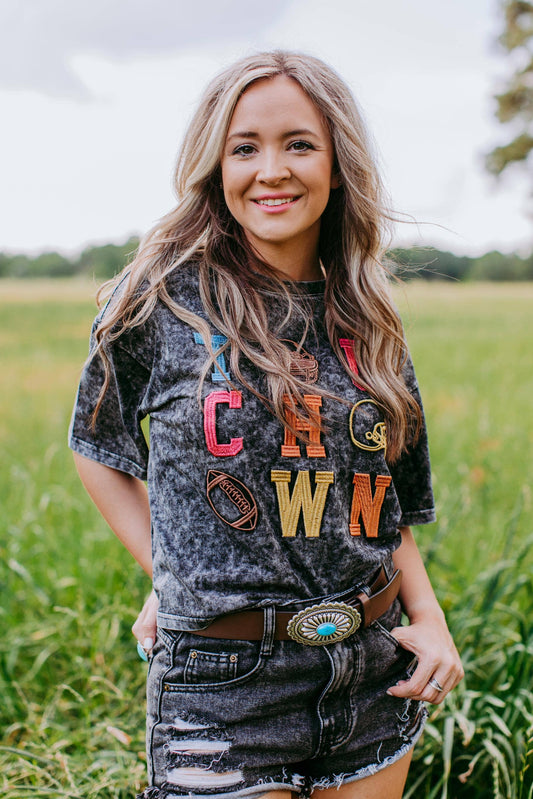 Touch Down Acid Wash Tee