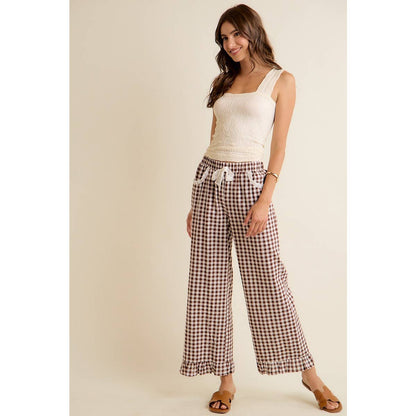 GINGHAM RUFFLED PANTS