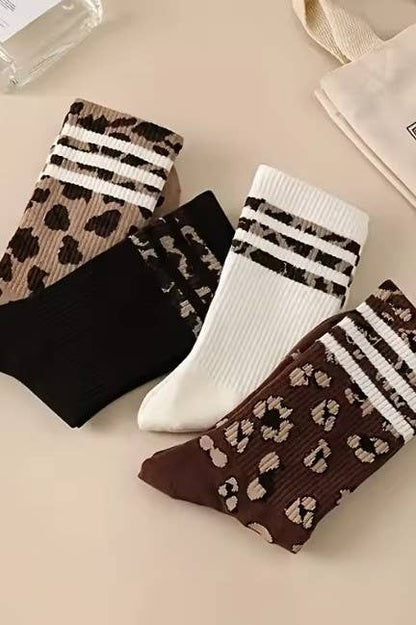 WOMAN ANIMAL LEOPARD HALF CREW THROWBACK SOCKS | 40S02071