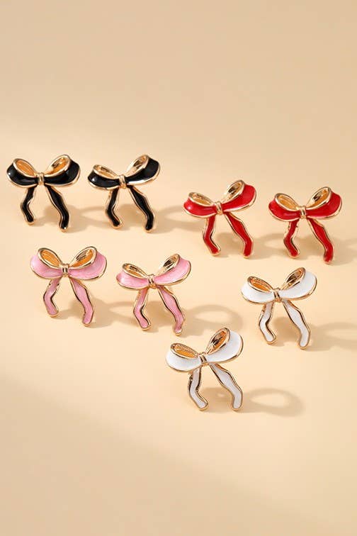 ENAMEL BOW EARRINGS