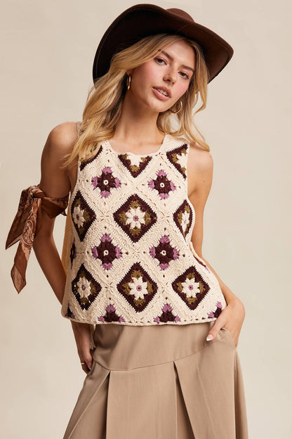 Crochet Side Tie Vest