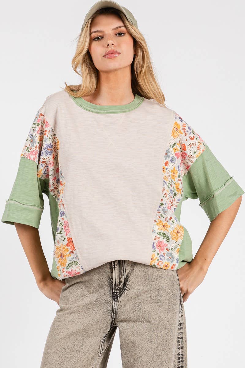 Oversized Floral Patchwork Tee