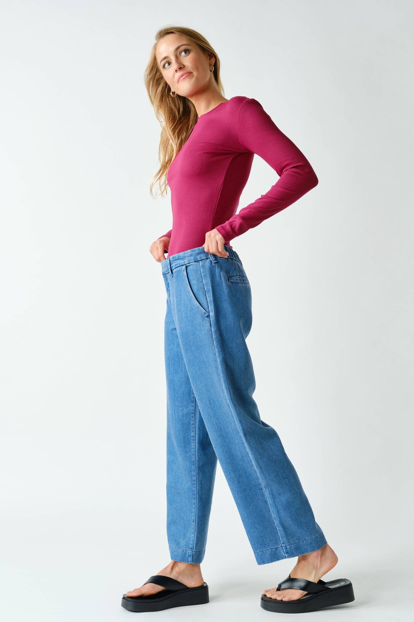 Essential Long-Sleeved Micro-Ribbed Athleisure Top