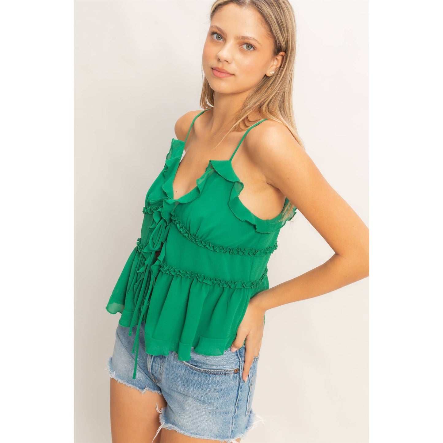 Tiered Tie-Front Top