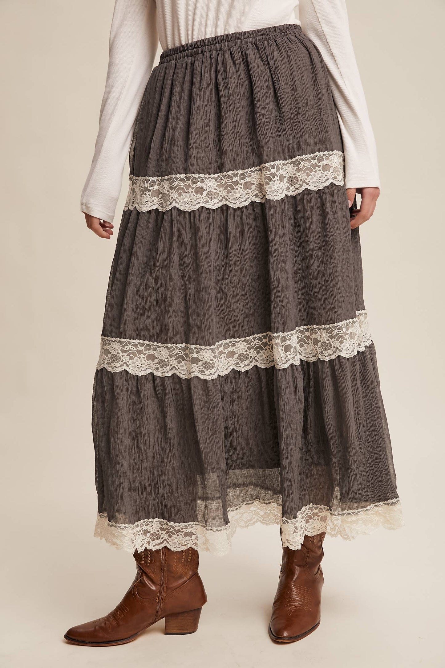 Tiered Lace Maxi Skirt