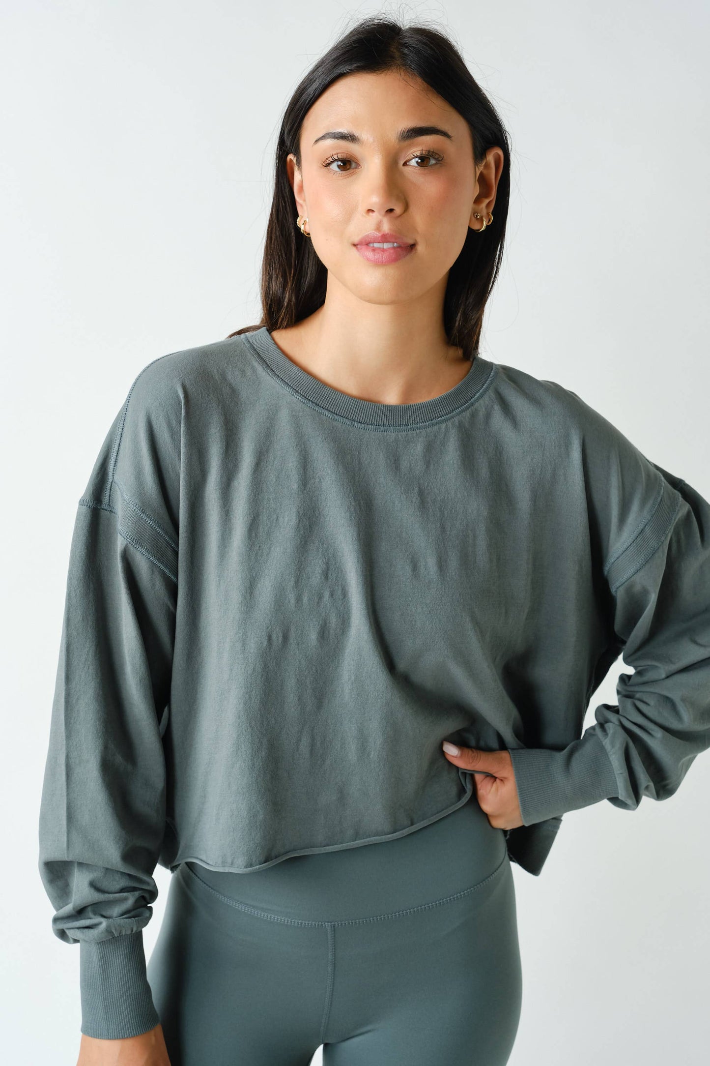 Crescent Pima Cotton Open Back Long Sleeve Tee