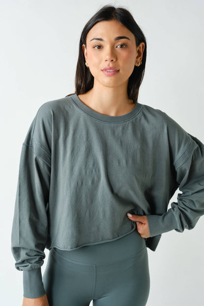 Crescent Pima Cotton Open Back Long Sleeve Tee
