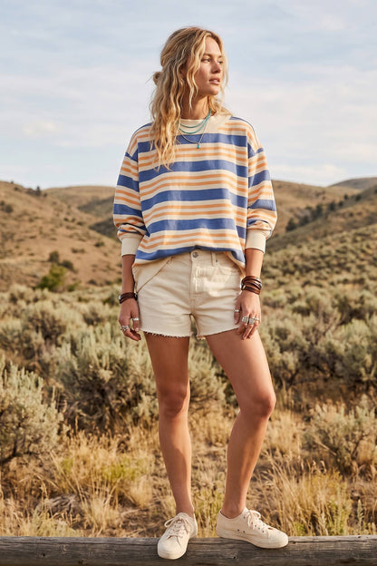 Oversized Terry Striped Sweatshirt