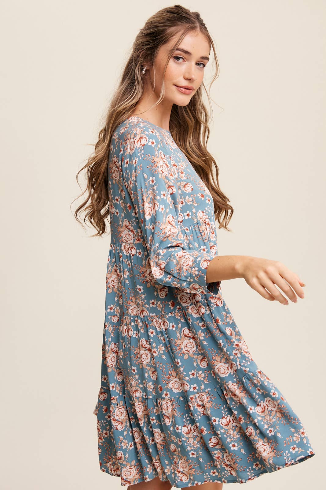 Floral Print Babydoll Midi Dress
