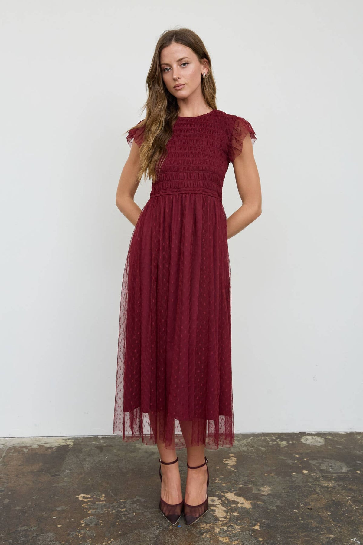 POLKA DOT SMOCK DRESS