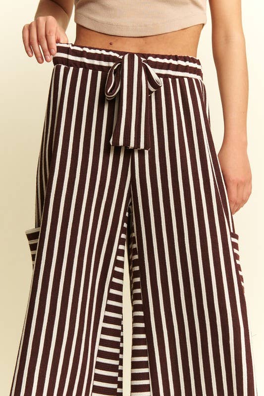 STRIPE WIDE LEG PANTS