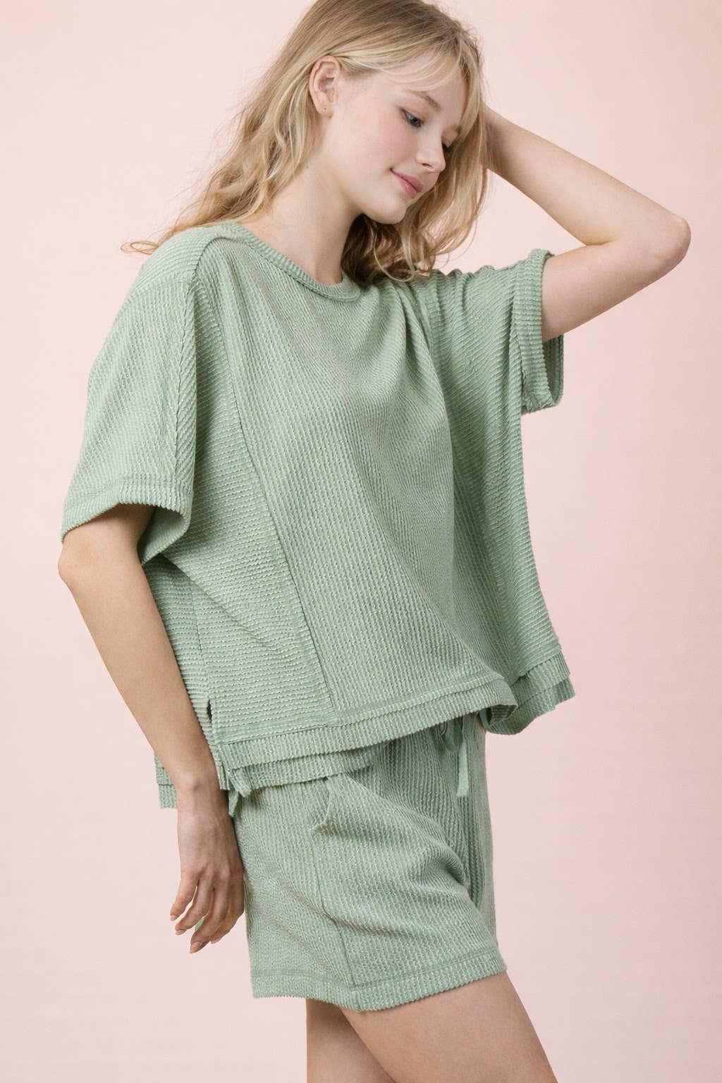 Ribbed Knit Shorts Set