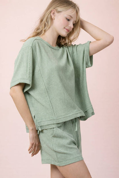 Ribbed Knit Shorts Set