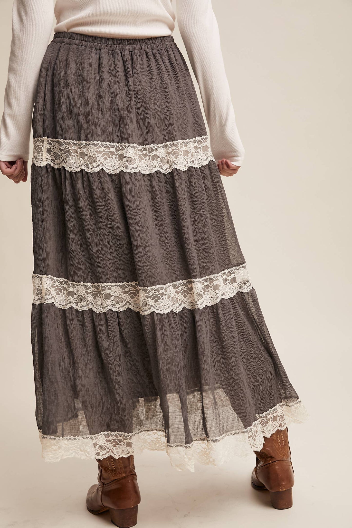 Tiered Lace Maxi Skirt