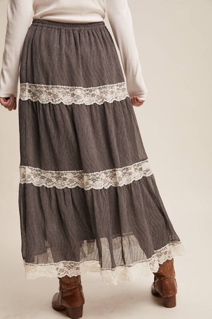 Tiered Lace Maxi Skirt