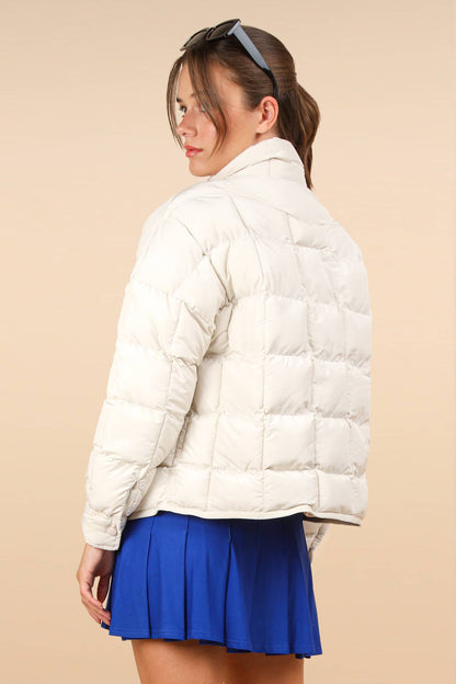 NJ90311-Solid Puffer Padded Warm Jacket