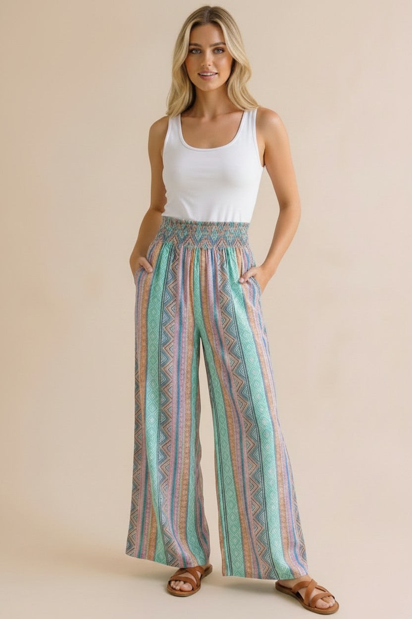 Plus Wide Leg Patchwork Pants