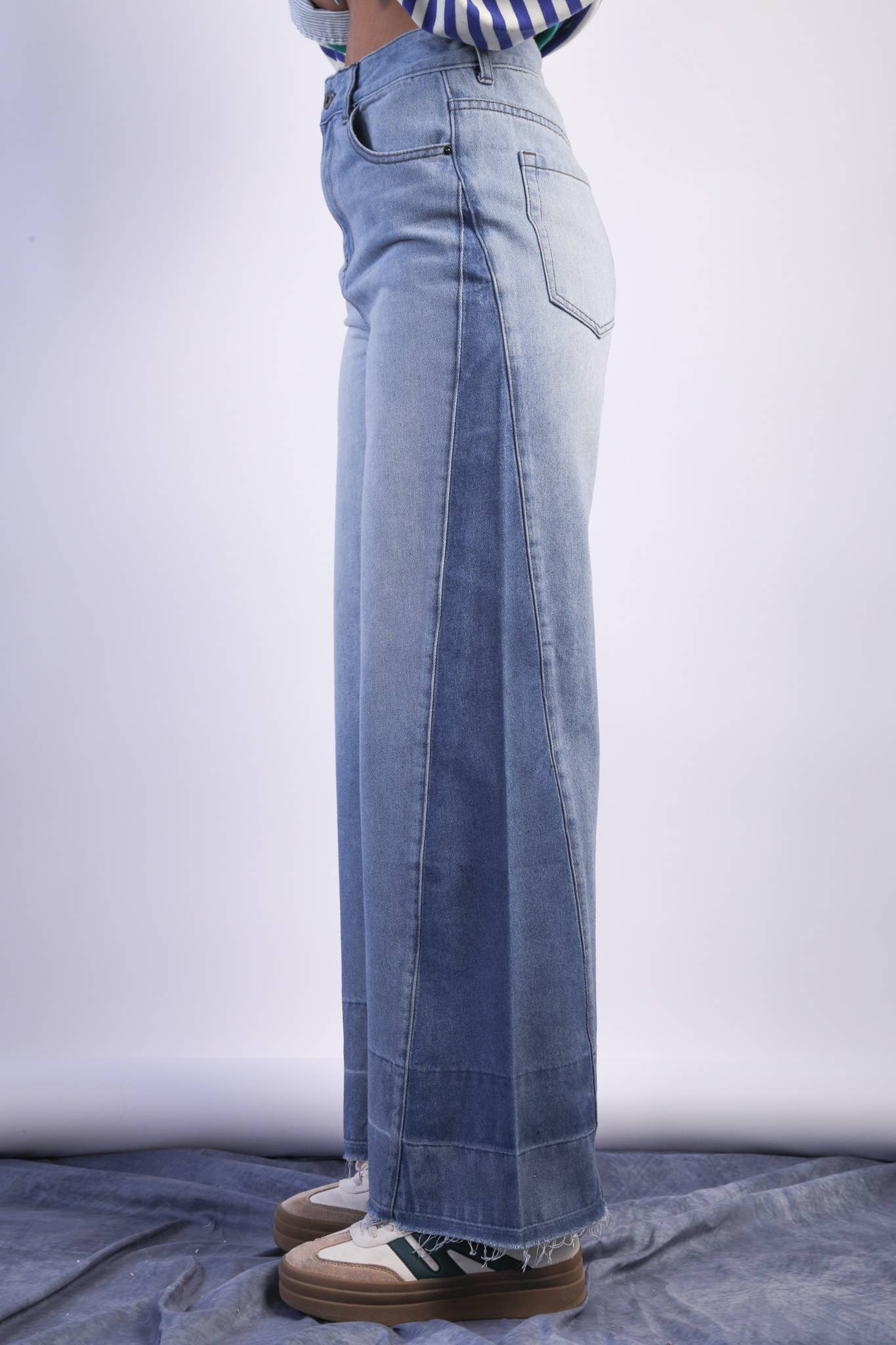 Wide Leg Color Block Jeans