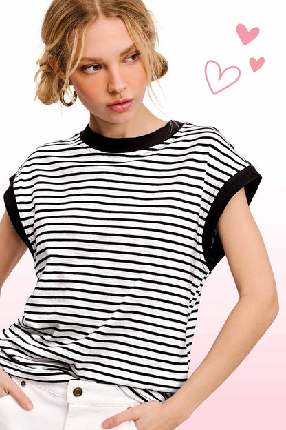 Nautical Cap Sleeve Striped Top