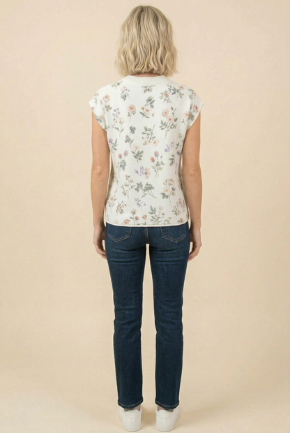 Floral Textured Sleeveless Knit Top