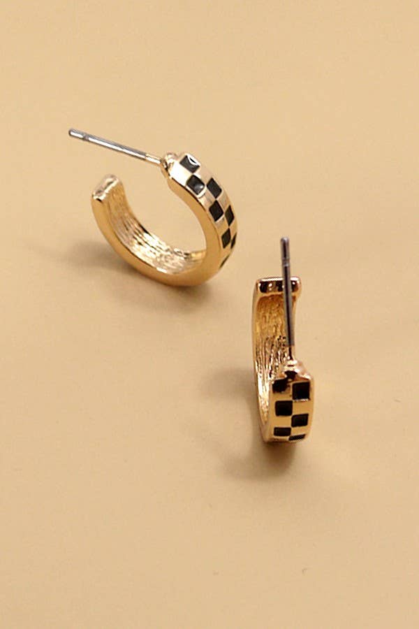 CHECKER HUGGIE EARRINGS
