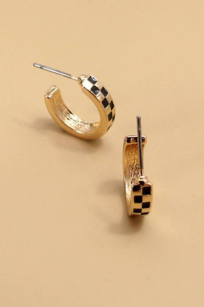 CHECKER HUGGIE EARRINGS