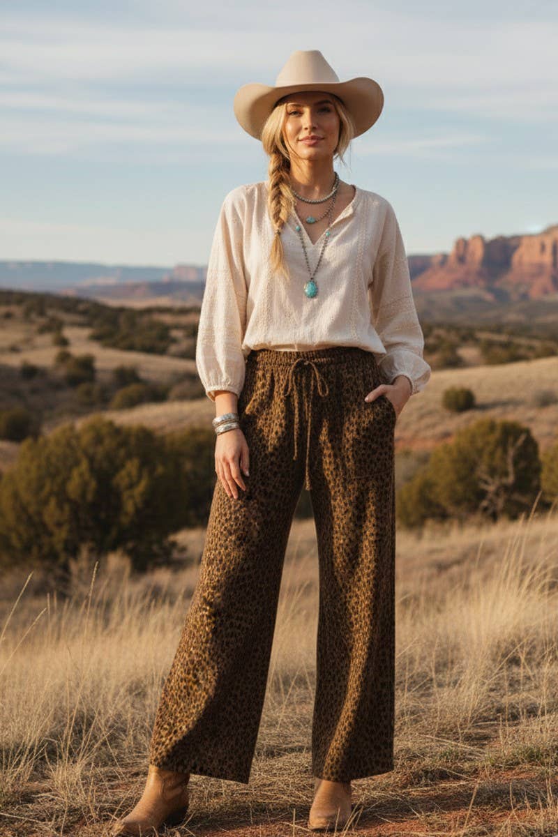 Leopard Drawstring Pants