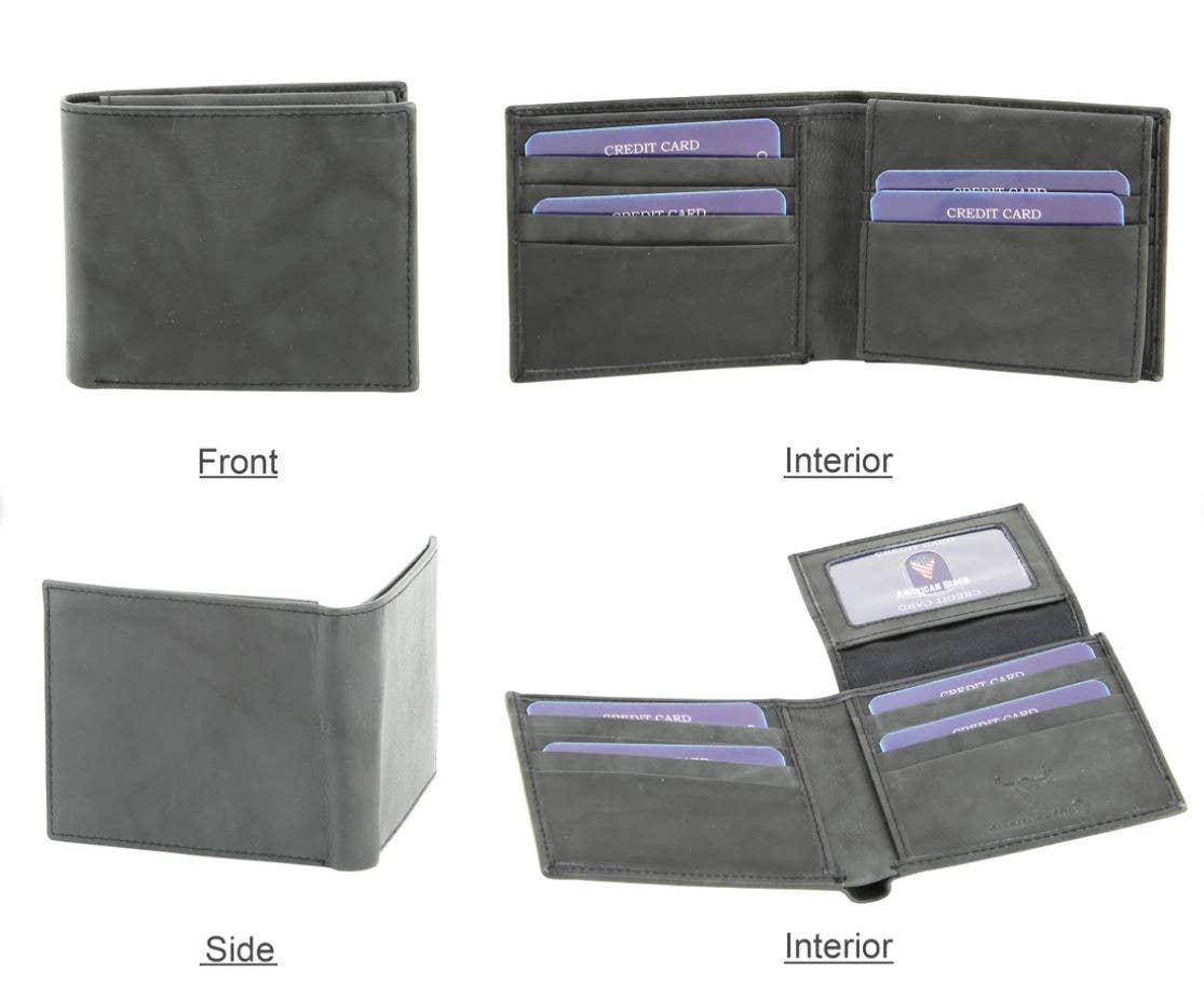 Bi-Fold Leather Wallet with Top Flap 15714