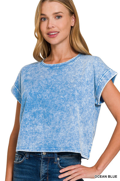 Zenana Mineral Wash Crop Tee