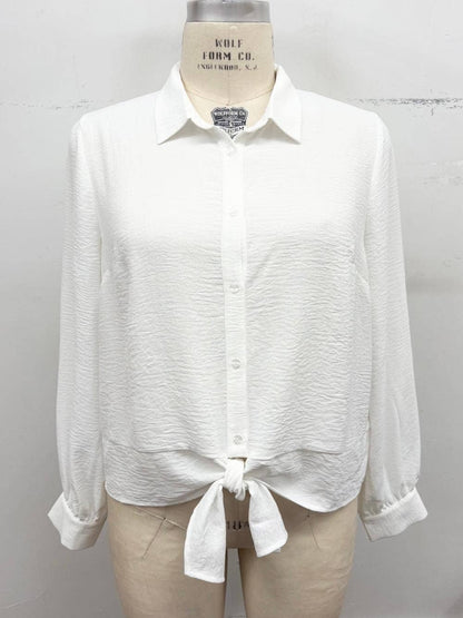 Plus Size Airflow Tie-Front Button Shirt