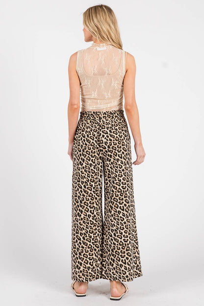 LEOPARD WIDE LEG PANTS