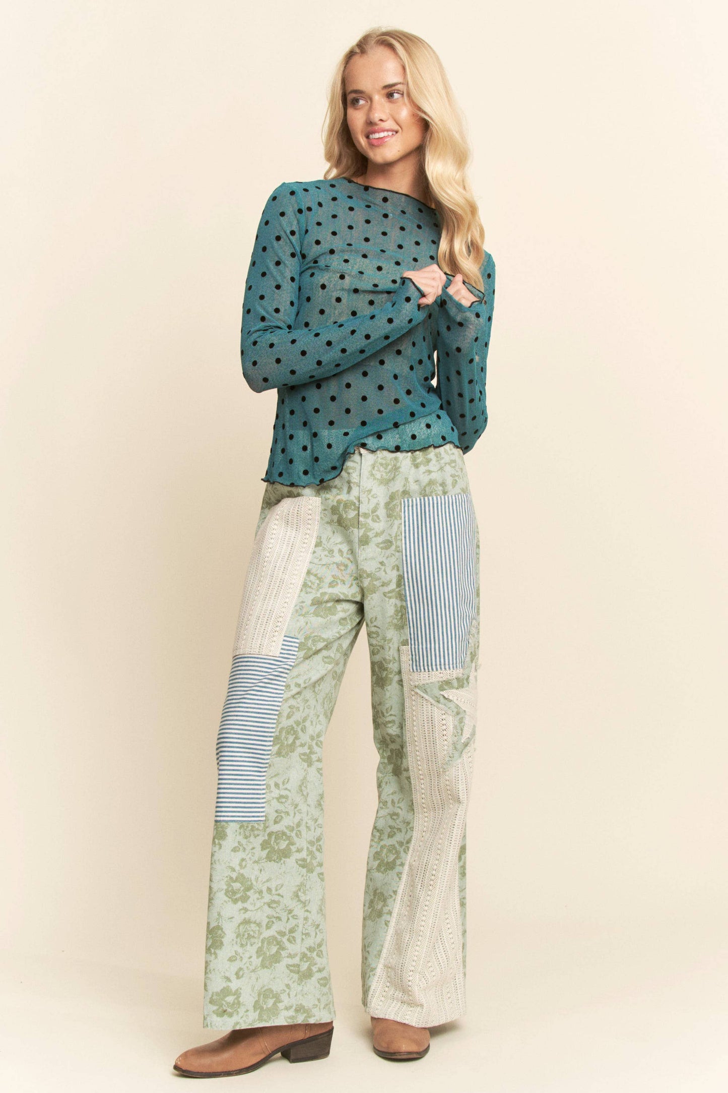 FLORAL PATCHWORK PANTS