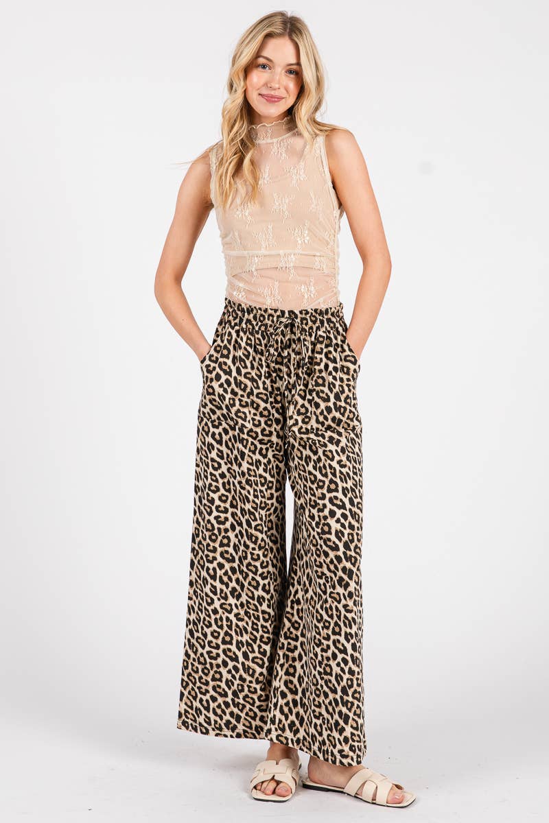 LEOPARD WIDE LEG PANTS