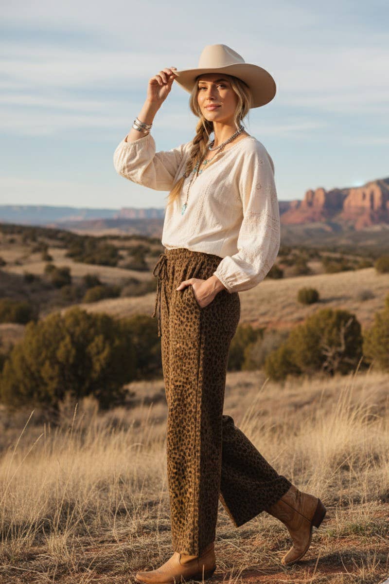 Leopard Drawstring Pants