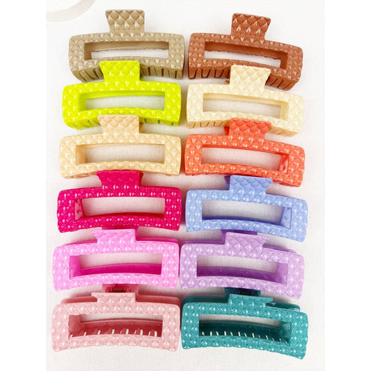 Embossed Jumbo Cut Out Rectangle Hair Claw Clip