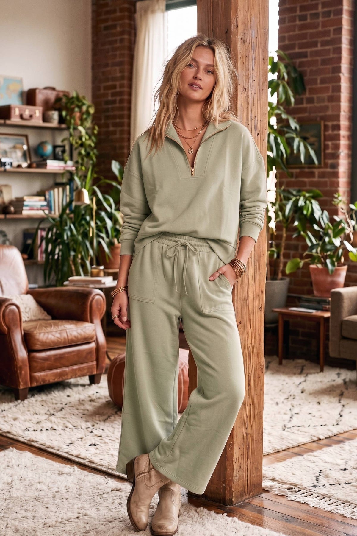 Scuba Half Zip Pants Set