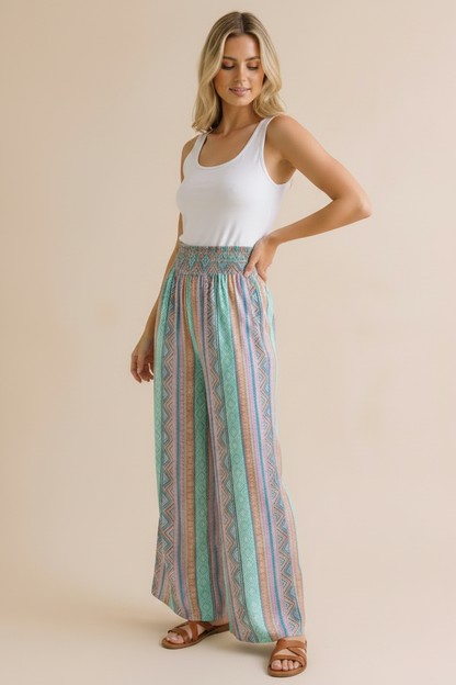 Plus Wide Leg Patchwork Pants