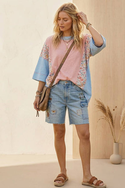 Oversized Floral Patchwork Tee