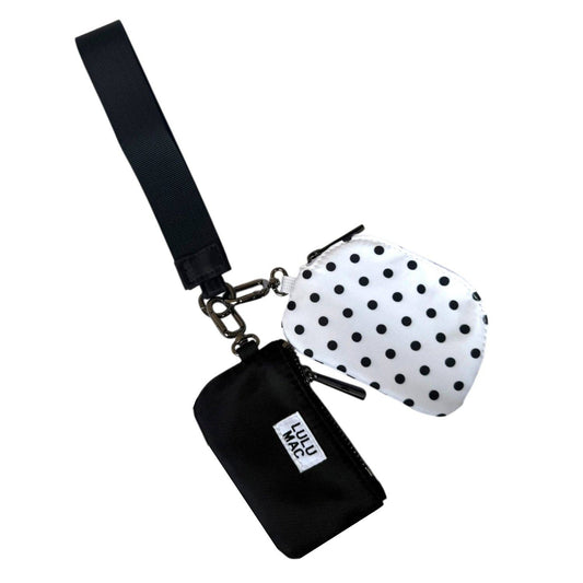 White/Black Dots Lulu Mac Wristlets