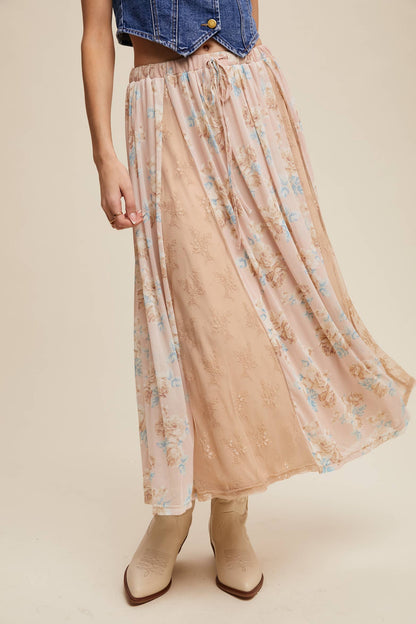 Floral Lace Midi Skirt