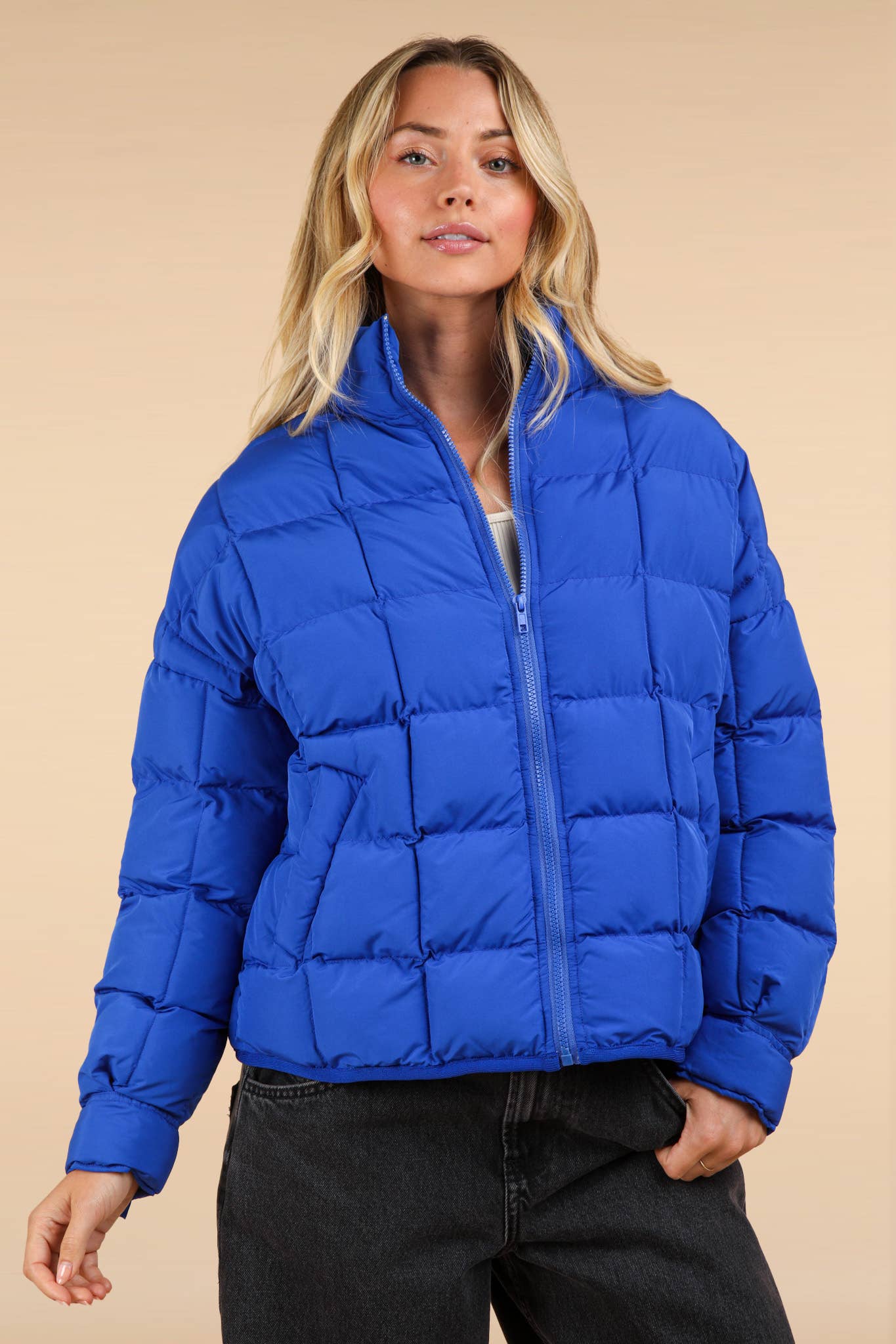 NJ90311-Solid Puffer Padded Warm Jacket