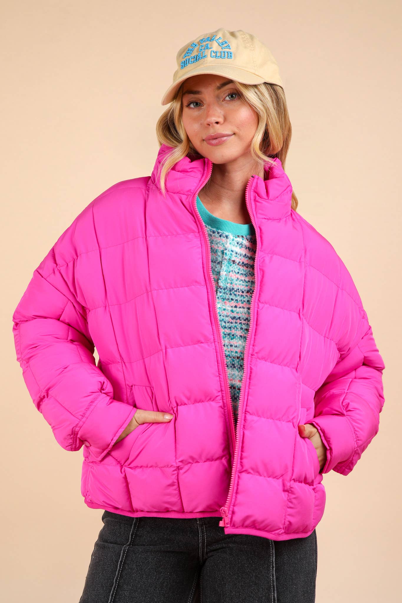 NJ90311-Solid Puffer Padded Warm Jacket