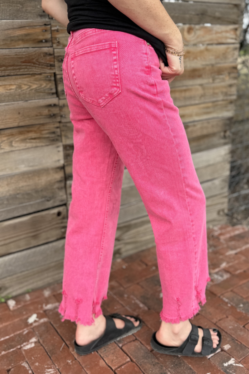 Outlaw Crop Jeans - Pink