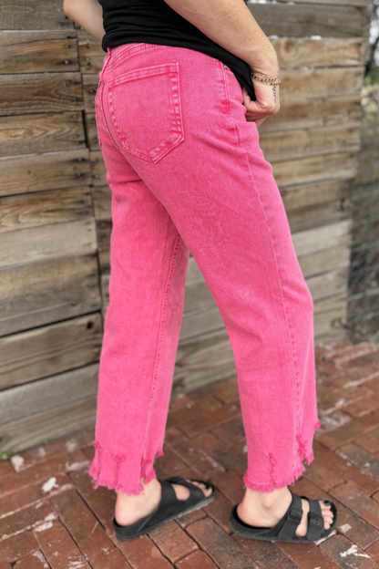 Outlaw Crop Jeans - Pink